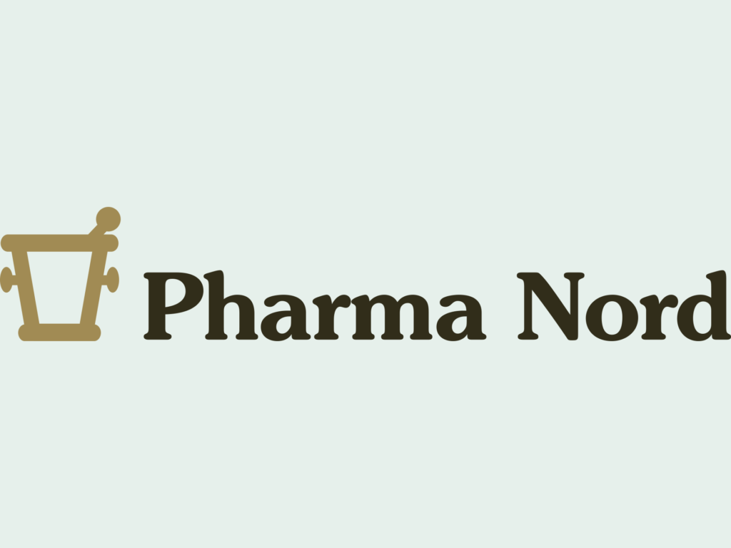 Logotyp för Pharma Nord mot grön bakgrund