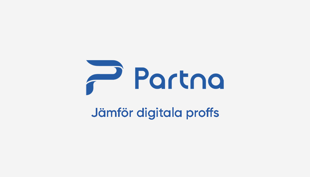 Logotyp för Partna med texten "Jämför digitala proffs" under